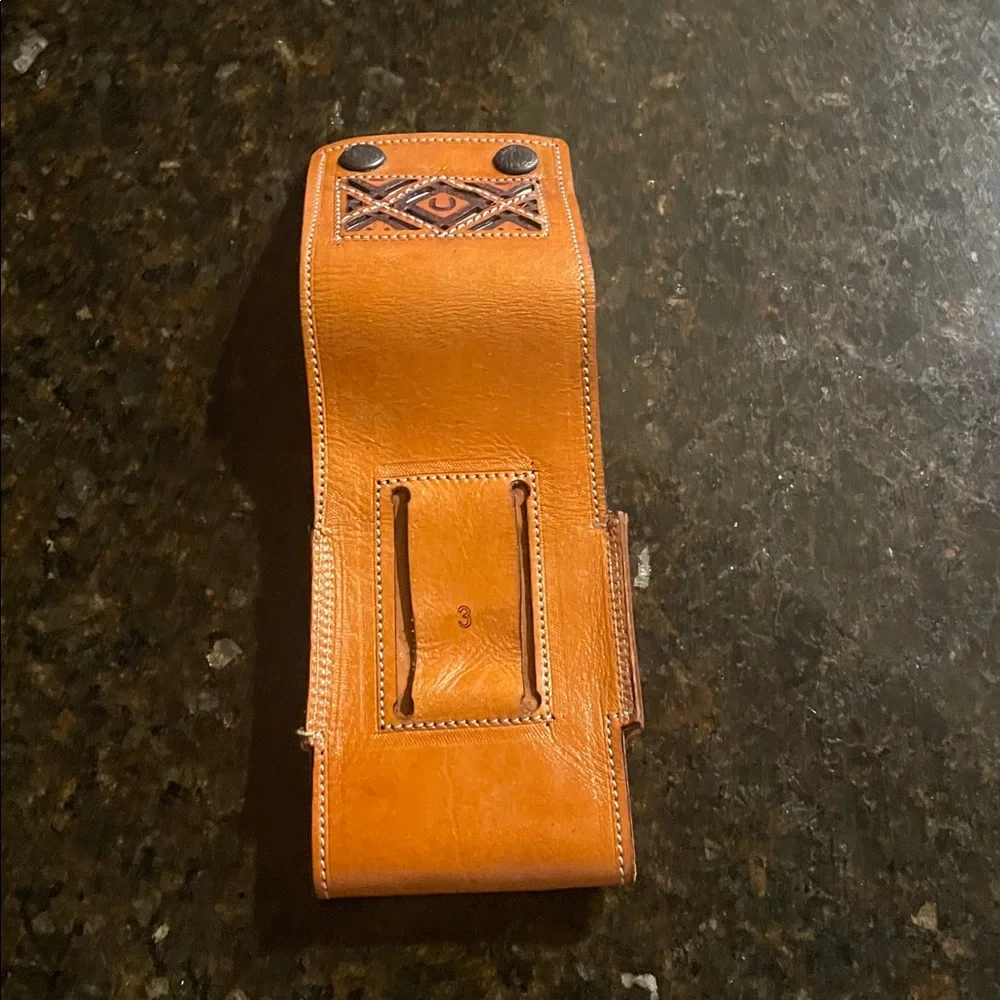 Leather Phone Case with Brown Design